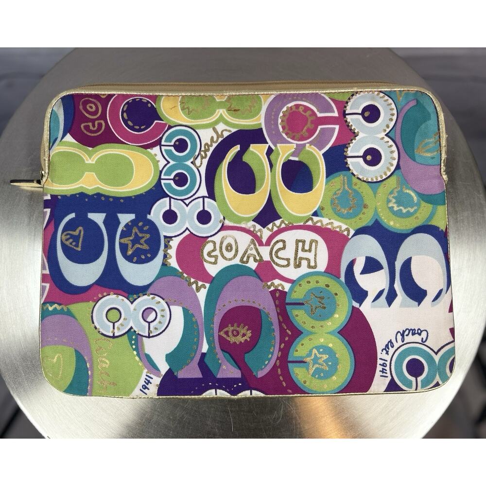 Coach Poppy Pop C Graffiti Padded Laptop Sleeve Multicolor Zip Case - Picture 2 of 10